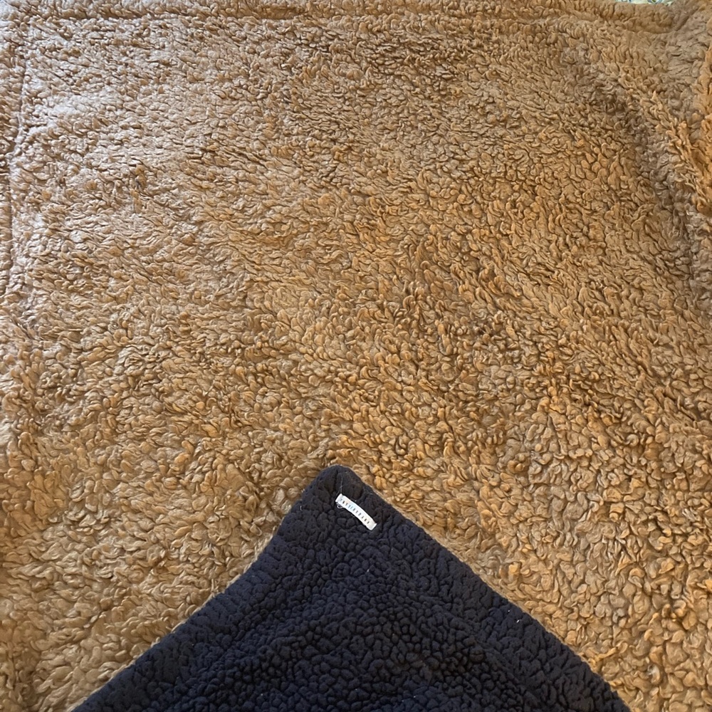 Pottery Barn fireside cozy throw blanket reversible brown and gray/black.